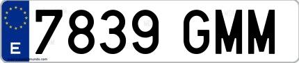 Ejemplo de matrícula española 7839 GMM
