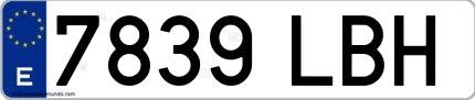 Ejemplo de matrícula española 7839 LBH