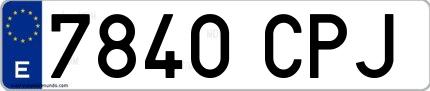 Ejemplo de matrícula española 7840 CPJ