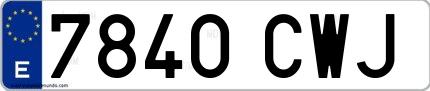Ejemplo de matrícula española 7840 CWJ