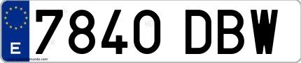 Ejemplo de matrícula española 7840 DBW