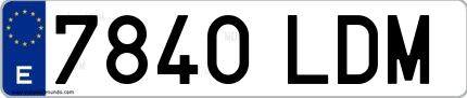 Ejemplo de matrícula española 7840 LDM