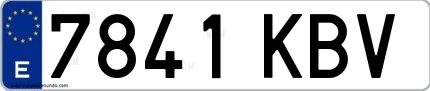 Ejemplo de matrícula española 7841 KBV