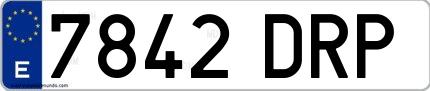 Ejemplo de matrícula española 7842 DRP