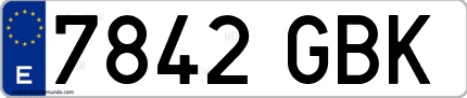 Ejemplo de matrícula de coche ordinaria 7842 GBK
