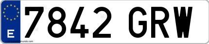 Ejemplo de matrícula española 7842 GRW
