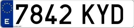 Ejemplo de matrícula española 7842 KYD