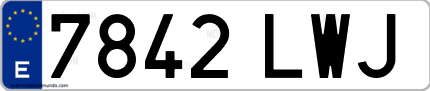 Ejemplo de matrícula de coche ordinaria 7842 LWJ