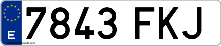 Ejemplo de matrícula de coche ordinaria 7843 FKJ