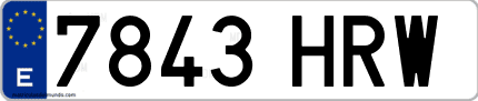 Ejemplo de matrícula de coche ordinaria 7843 HRW