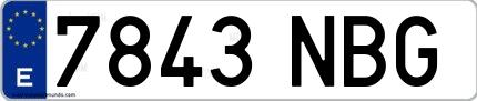 Ejemplo de matrícula española 7843 NBG