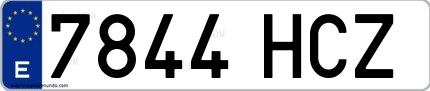 Ejemplo de matrícula española 7844 HCZ