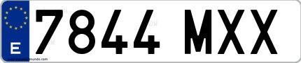 Ejemplo de matrícula española 7844 MXX