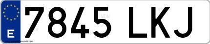 Ejemplo de matrícula española 7845 LKJ
