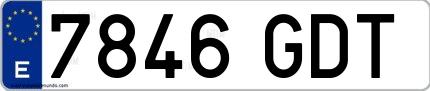 Ejemplo de matrícula española 7846 GDT