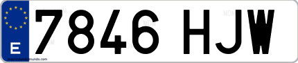 Ejemplo de matrícula de coche ordinaria 7846 HJW