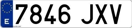 Ejemplo de matrícula española 7846 JXV