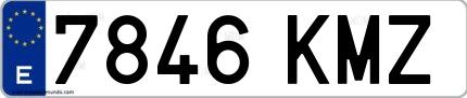 Ejemplo de matrícula española 7846 KMZ