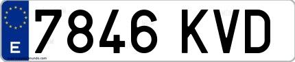 Ejemplo de matrícula española 7846 KVD
