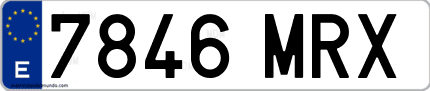 Ejemplo de matrícula de coche ordinaria 7846 MRX