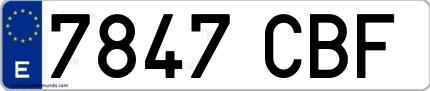 Ejemplo de matrícula española 7847 CBF