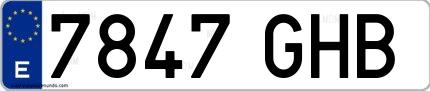 Ejemplo de matrícula española 7847 GHB