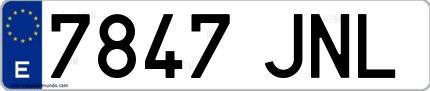 Ejemplo de matrícula española 7847 JNL