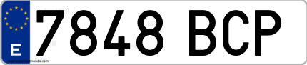 Ejemplo de matrícula de coche ordinaria 7848 BCP