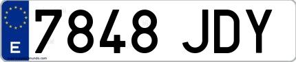 Ejemplo de matrícula española 7848 JDY