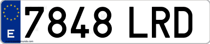 Ejemplo de matrícula de coche ordinaria 7848 LRD