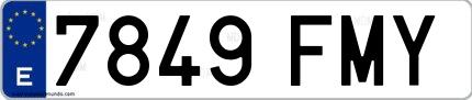 Ejemplo de matrícula española 7849 FMY