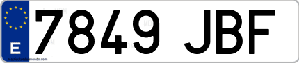 Ejemplo de matrícula de coche ordinaria 7849 JBF