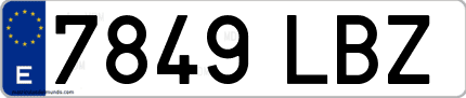 Ejemplo de matrícula de coche ordinaria 7849 LBZ
