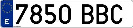 Ejemplo de matrícula española 7850 BBC