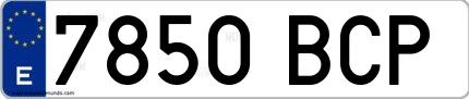 Ejemplo de matrícula española 7850 BCP
