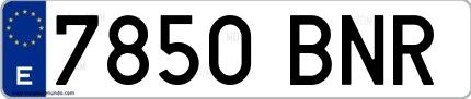 Ejemplo de matrícula española 7850 BNR