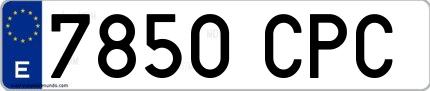 Ejemplo de matrícula española 7850 CPC
