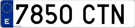 Ejemplo de matrícula española 7850 CTN