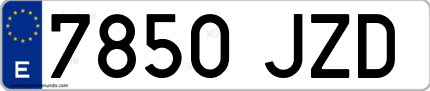 Ejemplo de matrícula de coche ordinaria 7850 JZD