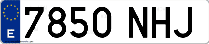 Ejemplo de matrícula de coche ordinaria 7850 NHJ