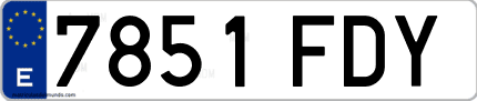 Ejemplo de matrícula de coche ordinaria 7851 FDY