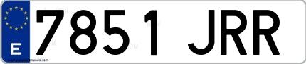 Ejemplo de matrícula española 7851 JRR