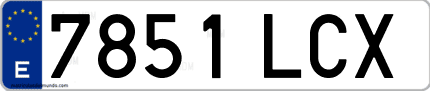 Ejemplo de matrícula de coche ordinaria 7851 LCX