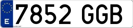 Ejemplo de matrícula española 7852 GGB
