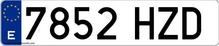 Ejemplo de matrícula española 7852 HZD