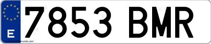 Ejemplo de matrícula española 7853 BMR