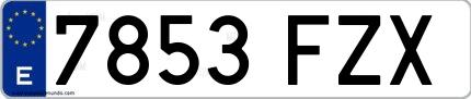 Ejemplo de matrícula española 7853 FZX