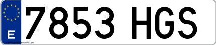 Ejemplo de matrícula española 7853 HGS