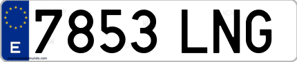 Ejemplo de matrícula de coche ordinaria 7853 LNG