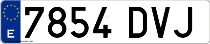 Ejemplo de matrícula de coche ordinaria 7854 DVJ